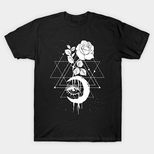 Occult Vintage Moon Rose Hexen T-Shirt by Luxara